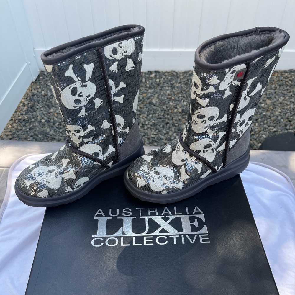 Australia UGG luxe collective skull and sequence boots